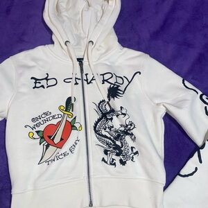 Ed Hardy White Graphic Hoodie